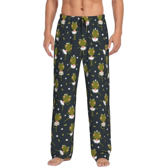 Cauagu Ballerina Frogs Mens Pajama Pants Sleep & Lounge Pants,PJ Bottoms with Pockets-X-Large