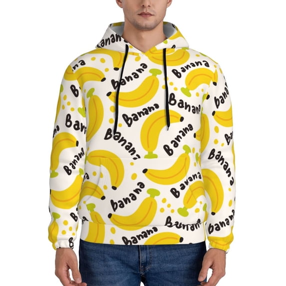Cauagu Banana Fruit for Men's Pullover Hooded Sweatshirt Athletic Casual Hoodie Aautumn Hoodie Sweatshirt for Men Pullover Casual Hooded Sweatshirt-Large