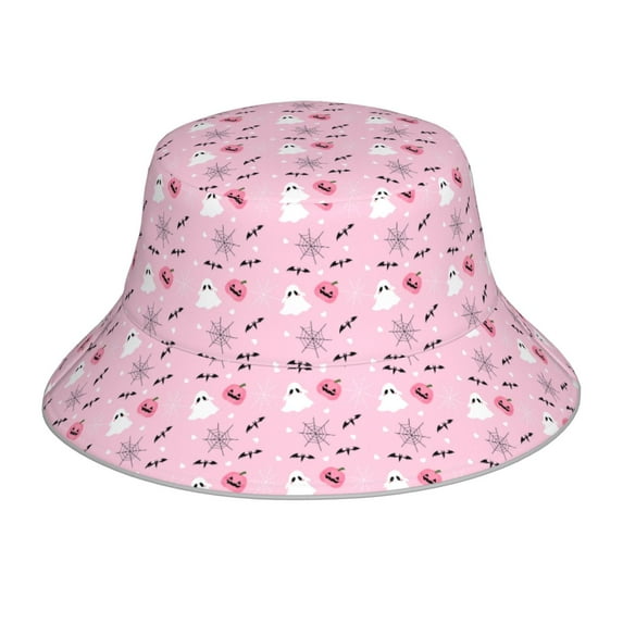 Cauagu Bat And Pumpkin for Unisex Bucket Hat,Outdoor Summer Beach Fishing Sun Hat Hot Summer Reflective Bucket Hat Fun Outdoor Vacation Hat for Men and Women