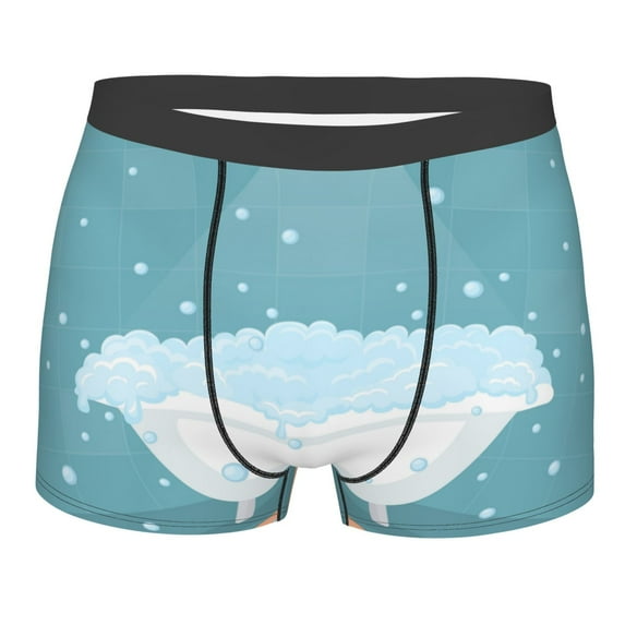 Cauagu Bathtub with Soap Bubbles Print Boxer Briefs for Men,Comfortable Breathable Men's Underwear Moisture Wicking Underpants -X-Large