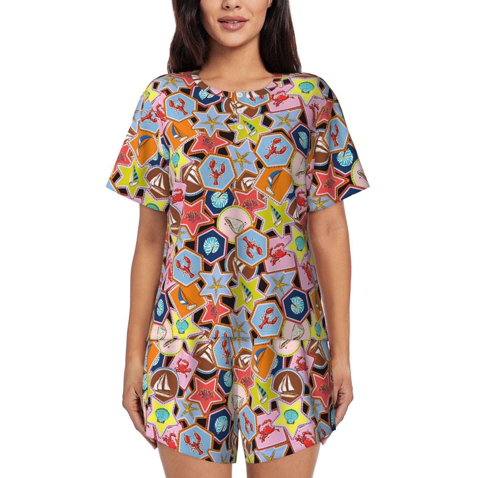 TAOHUADAO Women's Casual Pajama Set - Short Sleeve Top & Capri Pants With Pockets - View #6