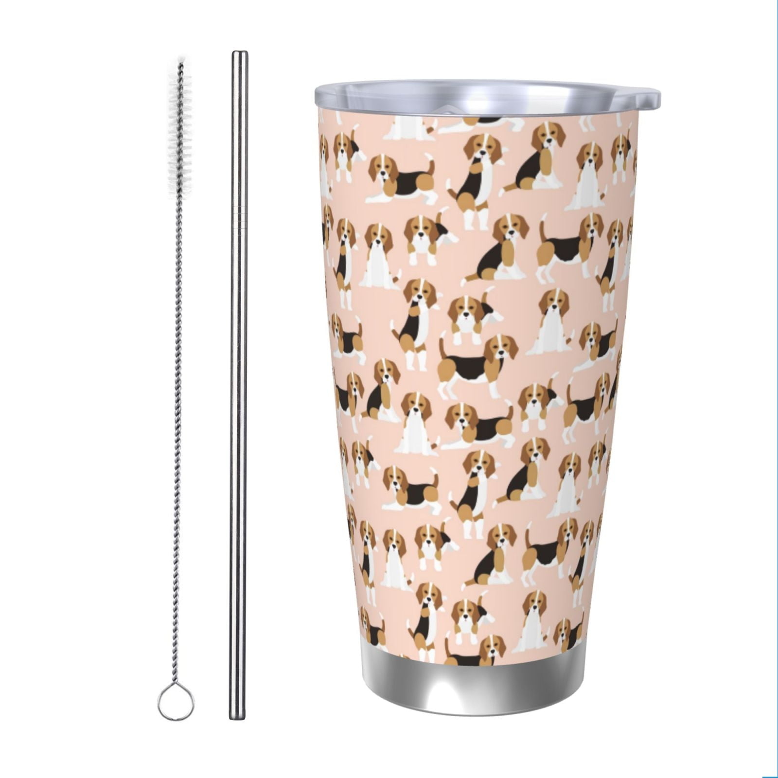 Cauagu Beagle Dog On Brown Pattern 20oz Tumbler,Stainless Steel Vacuum