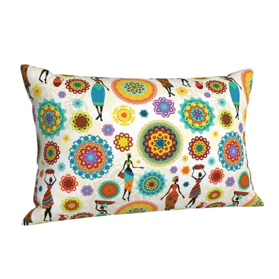Cauagu Beautiful African Womens Print Pillow Covers with Envelope Closure,1PC Pillow Cases Decorative Pillow Case for Bed & Couch, Pillows Not Included-14"x20"