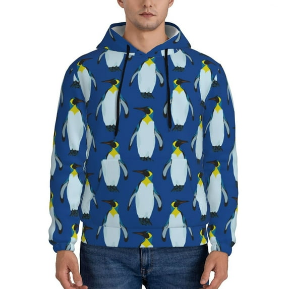 Cauagu Beautiful King Penguin Pattern for Men's Pullover Hooded Sweatshirt Athletic Casual Hoodie Aautumn Hoodie Sweatshirt for Men Pullover Casual Hooded Sweatshirt-X-Large