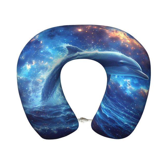 Cauagu Beautiful Ocean Dolphin Pattern Travel Pillow Memory Foam, U