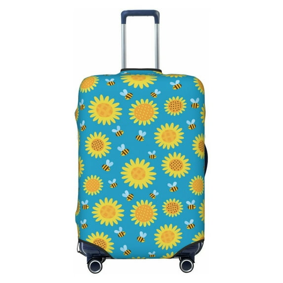 Cauagu Bee Sunflower Print Travel Luggage Cover,Travel Dust-proof Suitcase Cover Softside Suitcase Protector for 18-32inch,Not Included Suitcase