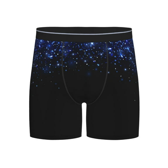 Cauagu Black Blue Glitter Sparkles Print Men's Boxer Briefs, Funny & Cute Underwear Elastic Waistband Briefs Ideal Gift for Men,1-Pack