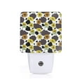 Cauagu Black Cow Sunflowers Print LED Nightlight,0.5W Night Lights Plug