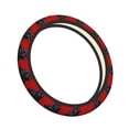 thumbnail image 1 of Cauagu Black Dog Red Background Print Car Steering Wheel Cover - Universal Car Accessory for Diverse Cars for Steering Wheel with a Diameter of 14.5"-15", 1 of 7
