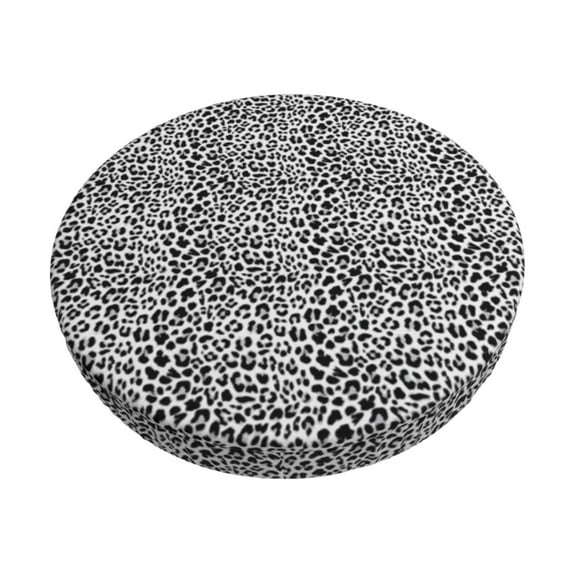 Cauagu Black Leopard Print Round Stool Covers,Seat Cushion for Round Bar Stool Chair Seat Cover for Bar Round Chair Fits for 12/13/14in Bar Stool Cushion