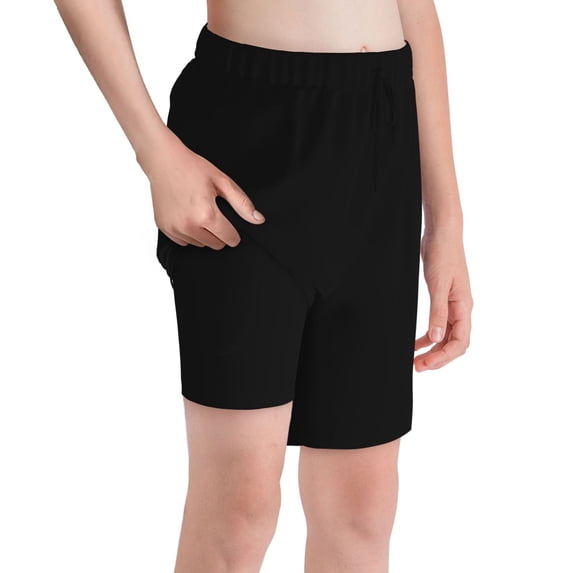 Cauagu Black Print Swim Trunks for Men,Youth Boys Swim Shorts Compression Liner Beach Shorts Boys' Swimming Shorts 7-20 Years Bathing Suit-Large