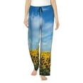 thumbnail image 1 of Cauagu Blooming Sunflower Field Pajama Pants for Women Loose Fit Wide Leg Trouser Pants Casual Elastic Waist Drawstring Lounge Pants, 1 of 6