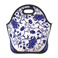 Cauagu Blue And White Porcelain Pattern Print Insulated Lunch Box,Lunch