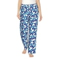 thumbnail image 1 of Cauagu Blue Butterflies Pajama Pants for Women Loose Fit Wide Leg Trouser Pants Casual Elastic Waist Drawstring Lounge Pants, 1 of 6