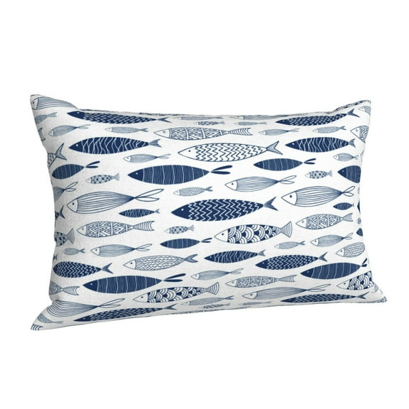 Cauagu Blue Fish Print Pillow Covers with Envelope Closure,1PC Pillow Cases Decorative Pillow Case for Bed & Couch, Pillows Not Included-16"x24"