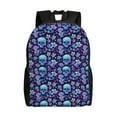 thumbnail image 1 of Cauagu Blue Flower Skull Print Backpacks,Travel Daypack Casual Laptop Backpack Bookbag Fits 15 Inch Computer for Men Women, 1 of 8