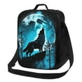 thumbnail image 1 of Cauagu Blue Full Moon Wolf Insulated Lunch Bag - Reusable Lunch Box Thickened Thermal Leakproof Lunch Tote Bag for Adult Office/Travel Picnic, 1 of 7