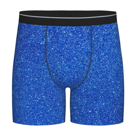 Cauagu Blue Glitter Print Men's Boxer Briefs, Funny & Cute Underwear Elastic Waistband Briefs Ideal Gift for Men,1-Pack