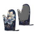 thumbnail image 1 of Cauagu Blue Golden Dream Lotus Print Oven Mitts 2 Piece Set,BBQ Gloves Grilling Gloves Kitchen Silicone Oven Gloves Heat Resistant Oven Mitts for Barbecue Cooking & Baking, 1 of 6