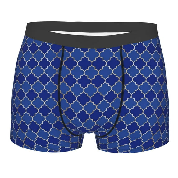 Cauagu Blue Lantern Shapes Print Boxer Briefs for Men,Comfortable Breathable Men's Underwear Moisture Wicking Underpants -Large
