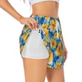 thumbnail image 1 of Cauagu Blue Ocean Wave Sunflower Print Women's 2 in 1 Running Shorts Athletic Workout Gym Yoga Shorts Running Shorts for Women-XX-Large, 1 of 7