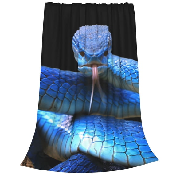 Cauagu Blue Viper Snake Pattern Flannel Bed Blankets,Fleece Blanket Comfortable Air Conditioning Blanket for Sofa Bed Travel Couch & Living Room -60"x50"