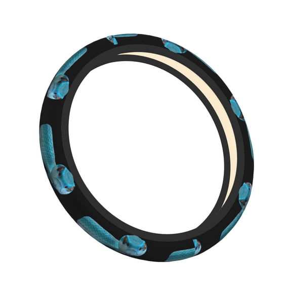 Cauagu Blue Viper Snake1 Print Car Steering Wheel Cover - Universal Car Accessory for Diverse Cars for Steering Wheel with a Diameter of 14.5"-15"