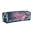 thumbnail image 1 of Cauagu Boat Lighthouse Storm Waves Print Leather Pencil Pen Case - Stationery Bag Portable Stationery Bag Big Capacity Pencil Pouch Cosmetic Organizer Bag for Men & Women, 1 of 7