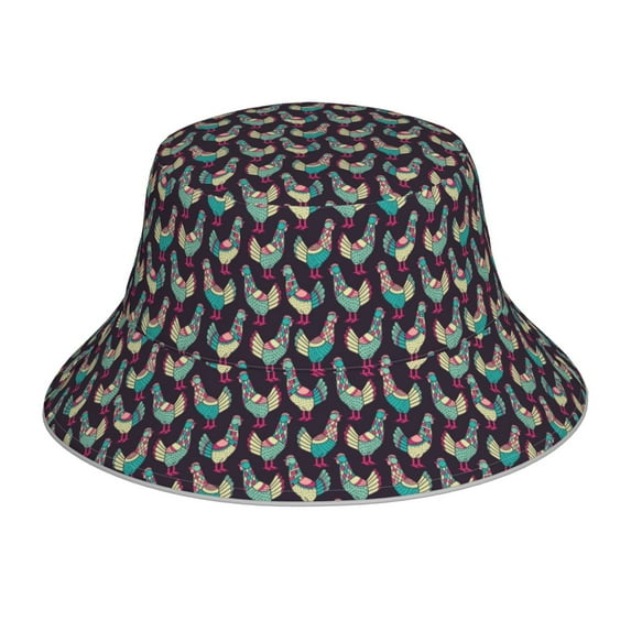 Cauagu Bohemian Chicken for Unisex Bucket Hat,Outdoor Summer Beach Fishing Sun Hat Hot Summer Reflective Bucket Hat Fun Outdoor Vacation Hat for Men and Women