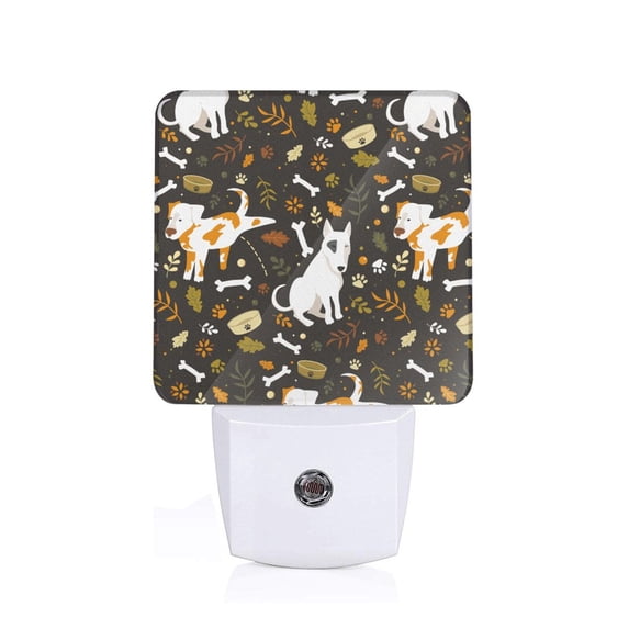 Cauagu Bones And Leaves Print LED Nightlight,0.5W Night Lights Plug into Wall 1 Pack with Dusk-to-Dawn Light Sensor Soft Glow Lamp for Bathroom Adult Hallway-EU