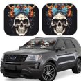 thumbnail image 1 of Cauagu Bow Flower Skull Cauagu {designName} Print Foldable Car Windshield Sun Shade | Front Windshield Shade for Sun | Fits Small Sedans, Mini SUVs, Hatchbacks-Small, 1 of 6