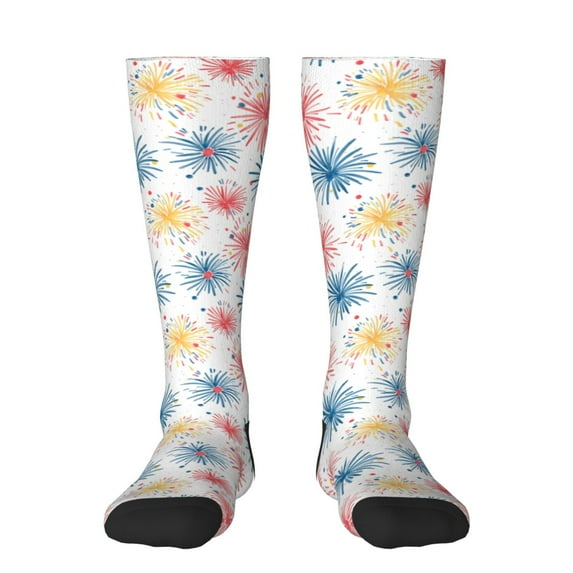 Cauagu Bright Colorful Fireworks Print Women's Men's Ankle Socks 1-pack Casual Athletic Socks for Unisex Adult Moisture-Wicking Socks for Daily Wear/Running/Sport