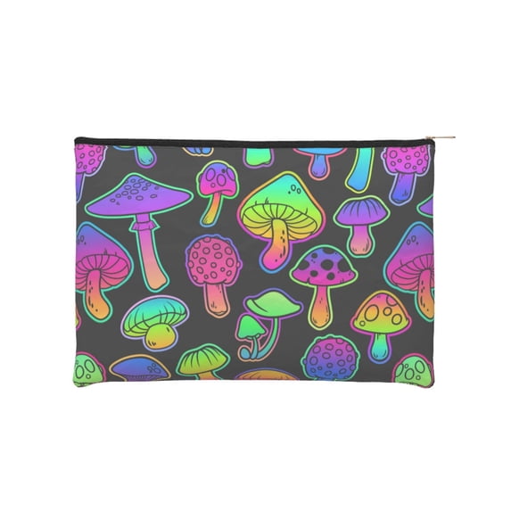 Cauagu Bright Mushrooms for Tyvek Makeup Bag,Reusable Travel Cosmetic Bag Women Organizer Toiletry Bag Birthday,Gifts for Women Girlfriend Mom Teacher 6.5’’*8.9’’