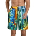 thumbnail image 1 of Cauagu Bright Paper Cactus Scene Print Men's Swim Trunks,Hawaiian Bathing Suit Swimsuits Beach Shorts with Pockets for Men Quick Dry Swimming Board Shorts-Large, 1 of 6