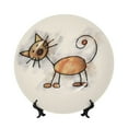 thumbnail image 1 of Cauagu Brown Cat Cartoon Print Bone China Decorative Plate, Wall Mount Plate Holiday Decor Decorative Ceramic Plates with Stand Elegant Household Plates Decorative-6in, 1 of 6