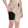 thumbnail image 1 of Cauagu Brown Gingham Print Swim Trunks for Men,Youth Boys Swim Shorts Compression Liner Beach Shorts Boys' Swimming Shorts 7-20 Years Bathing Suit-Large, 1 of 7