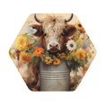 Cauagu Bucket Flower Cow for Round Coaster,Drink Coasters Set of 4