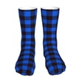 thumbnail image 1 of Cauagu Buffalo Plaid Blue Black Pattern Fun Novelty Crew Socks,Casual Athletic Socks Neutral Socks Cozy Crew Socks Christmas Gift, 1 of 7