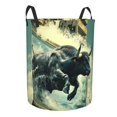 Cauagu Bull Charging Through Waves for Laundry Basket,Collapsible