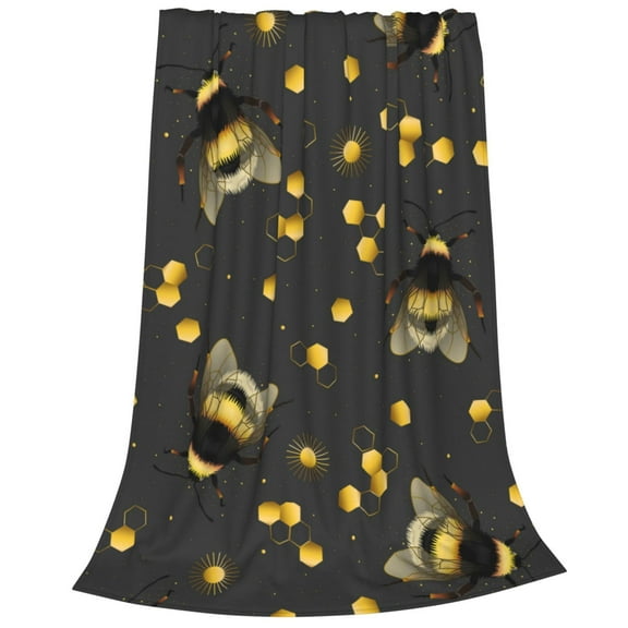 Cauagu Bumblebee Pattern Flannel Bed Blankets,Fleece Blanket Comfortable Air Conditioning Blanket for Sofa Bed Travel Couch & Living Room -40"x30"