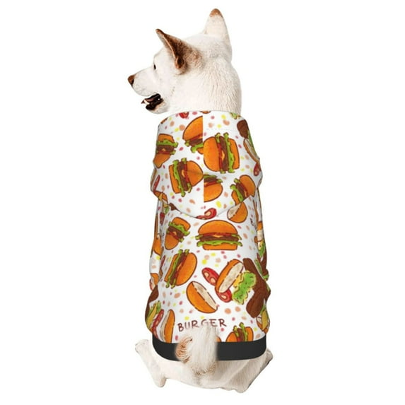 Cauagu Burger Pattern Winter Pet Hoodie Sweatshirts- Dog Hoodie Sweater with Leash Hole - Cute Dog Hoodie - Pet Clothes Puppy Cat Custume -XX-Large