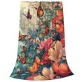 Cauagu Butterflies In Blooming Garden Pattern Flannel Bed Blankets