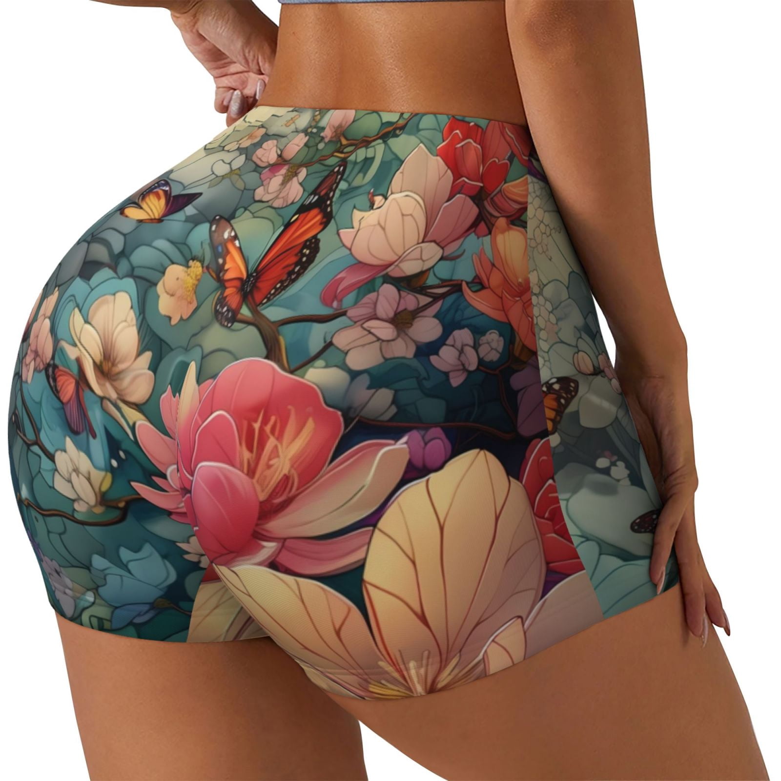 Cotton Candy Small Butterfly High Waist Yoga Shorts main image 1