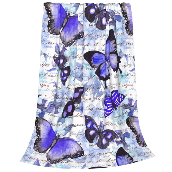 Cauagu Butterflies Pattern Flannel Bed Blankets,Fleece Blanket Comfortable Air Conditioning Blanket for Sofa Bed Travel Couch & Living Room -80"x60"