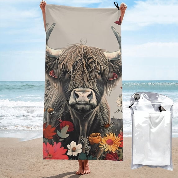 Cauagu Butterfly Cow With Flowers Print Extra Large Bath Towels 1 Pack, Quick Drying Towels Highly Absorbent Bath Towel for for Body Sport Yoga SPA & Fitness-31.5"x63"