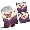 thumbnail image 1 of Cauagu Butterfly Over Lavender Print Oven Mitts and Pot Holders 4 pcs Set,Extra Thicken Long Kitchen Oven Glove Potholders BBQ Gloves-Oven Mitts and Pot Holders(11 Inch), 1 of 6