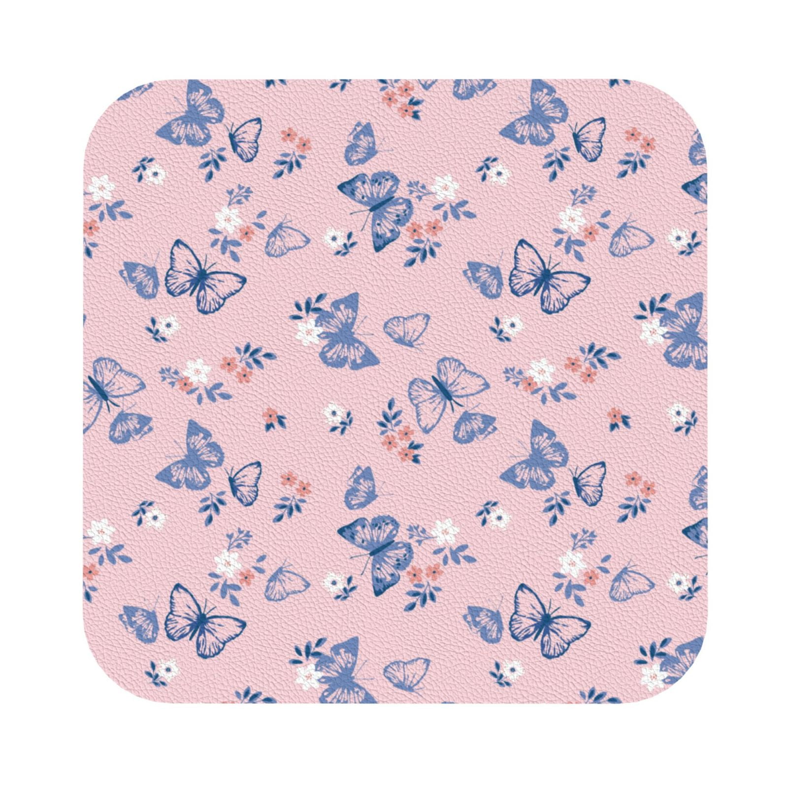 Cauagu Butterfly for Round Coaster,Drink Coasters Set of 4 Leather Bar