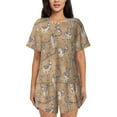 thumbnail image 1 of Cauagu Cactus Alpaca for Women's Round Neck Pajama Set,Short-Sleeved Pajamas Soft Sleepwear Set Summer Pajamas Set Lounge Sets 2-Piece Pj-4X-Large, 1 of 6