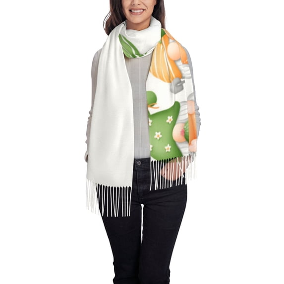 Cauagu Cactus Gnome Print Women Wrap Shawl tassels Scarves Retro Scarf 77.6"X28.3"