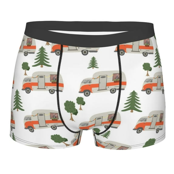 Cauagu Camp Van Print Boxer Briefs for Men,Comfortable Breathable Men's Underwear Moisture Wicking Underpants -X-Large